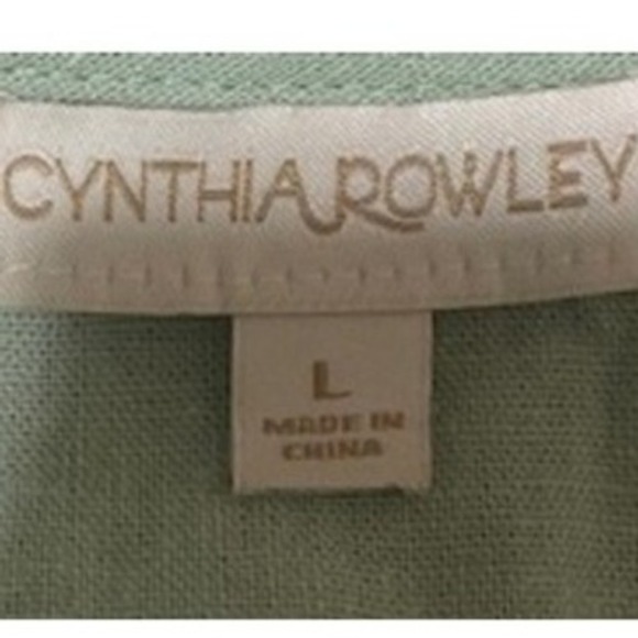 Cynthia Rowley Maxi Dress Sleeveless Linen Blend Green Size L - Picture 3 of 4